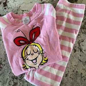 Hanna Andersson Pink Striped Cindy Lou Who Pajama Set
